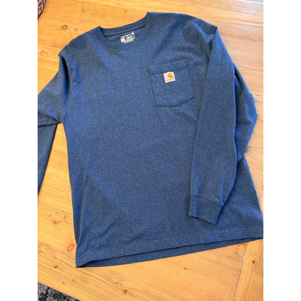 Carhartt Mens Loose Fit‎ Long Sleeve Pocket T-Shirt Blue Heather K126 413 Medium - Picture 2 of 12
